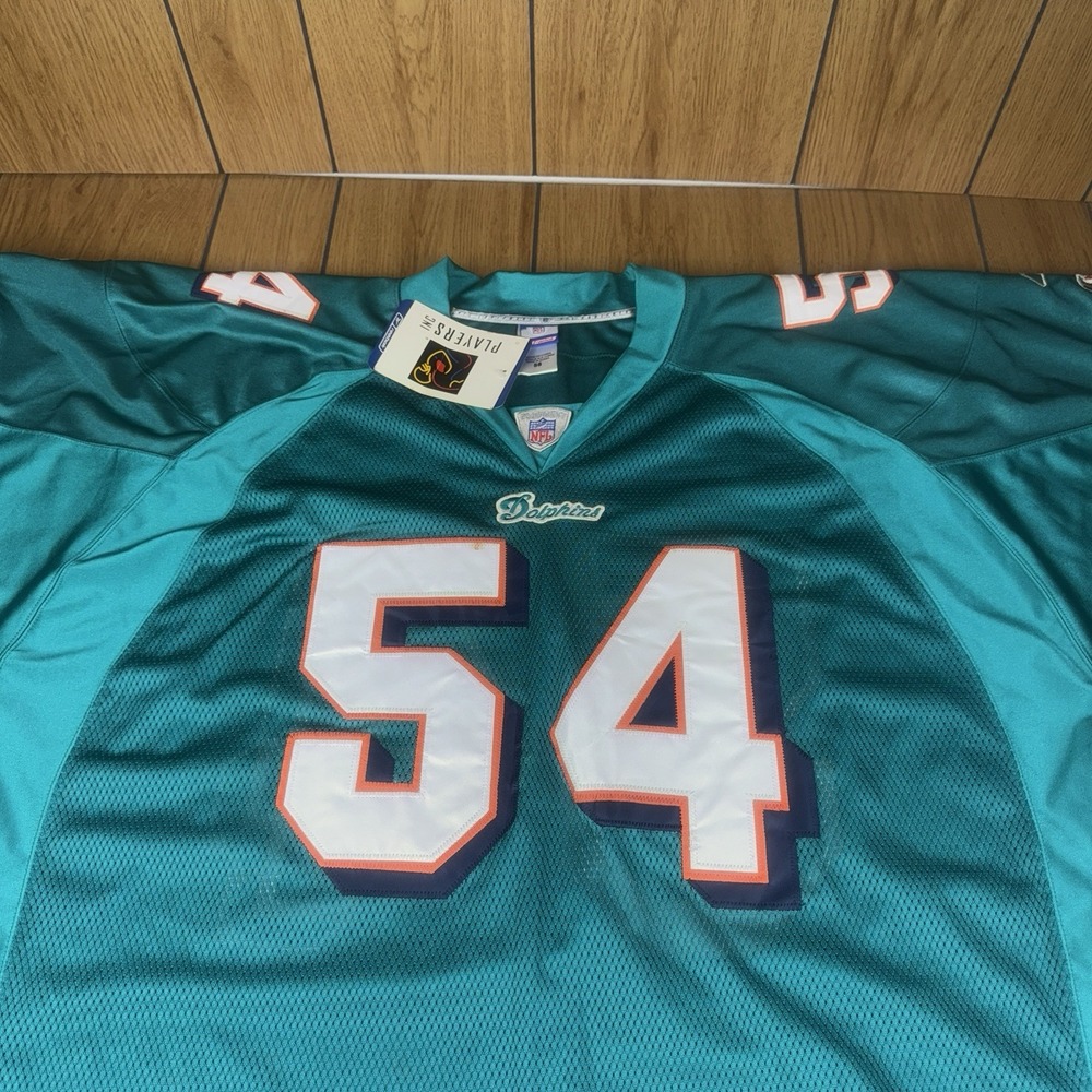 Zach Thomas Dolphins Authentic Vintage Reebok Home Jersey NFL LB #54 Size 56 NEW - Picture 2 of 15